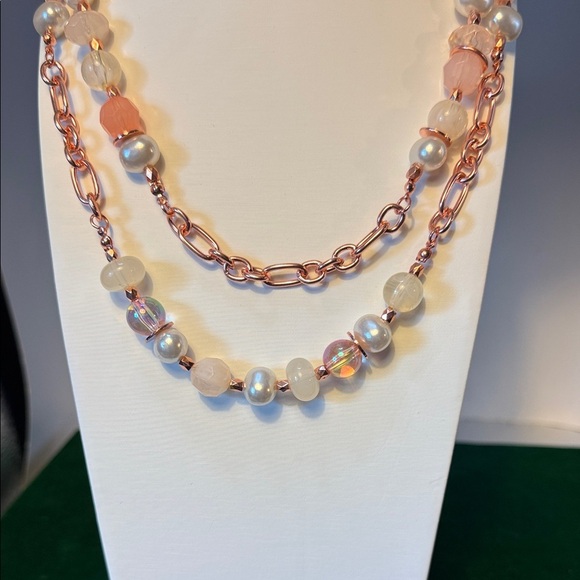 Paparazzi Pink and Pearl Beaded Necklace and Earrings - Picture 2 of 5